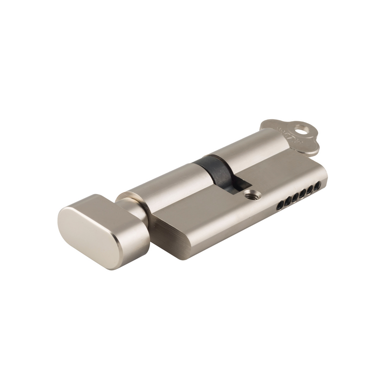 Euro Cylinder Key/Thumb Turn Satin Nickel 65mm