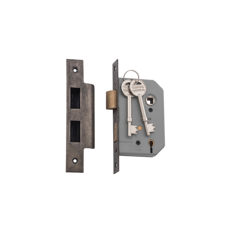 5 Lever Mortice Lock Rumbled Nickel 46mm