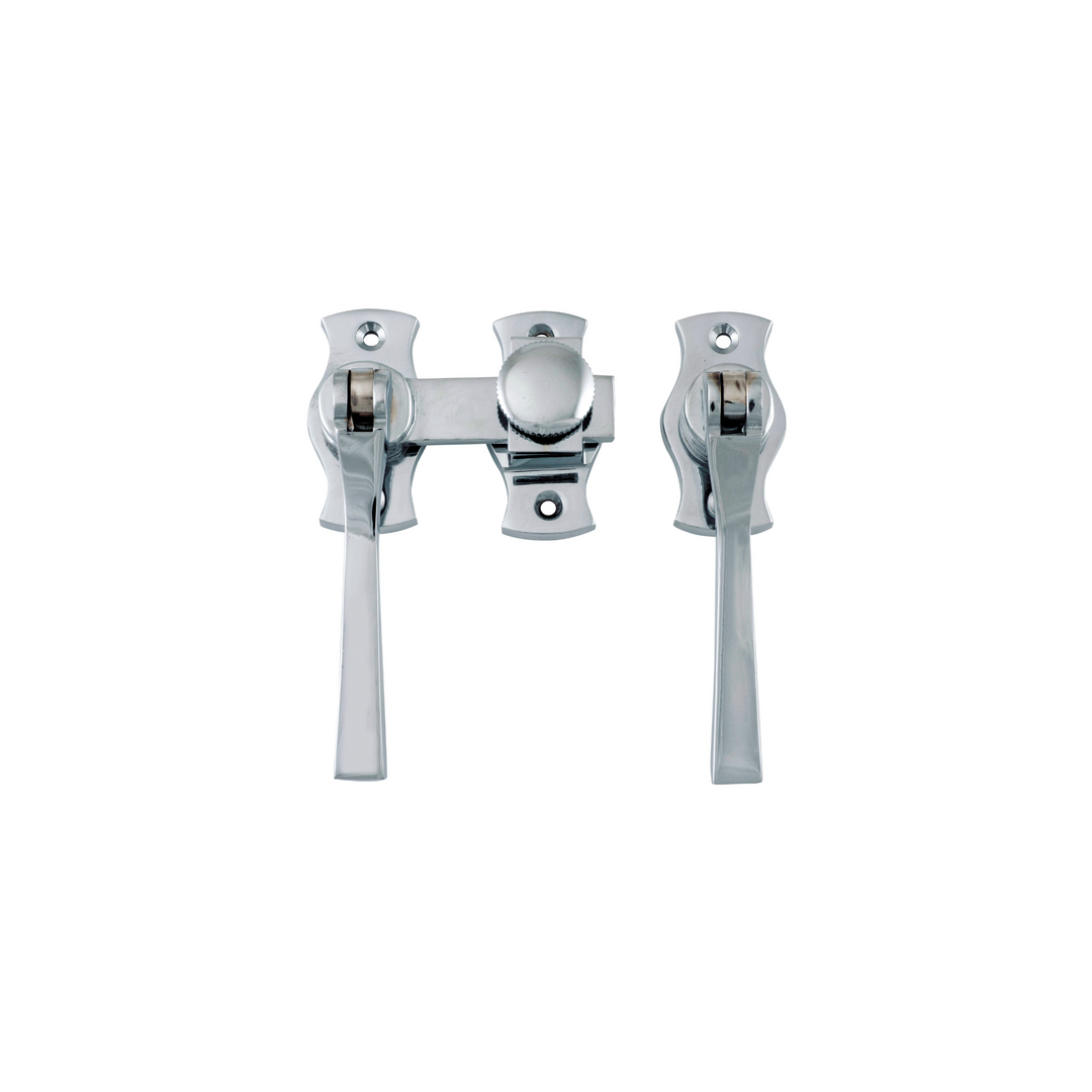 French Door Fastener - Square Polished Chrome