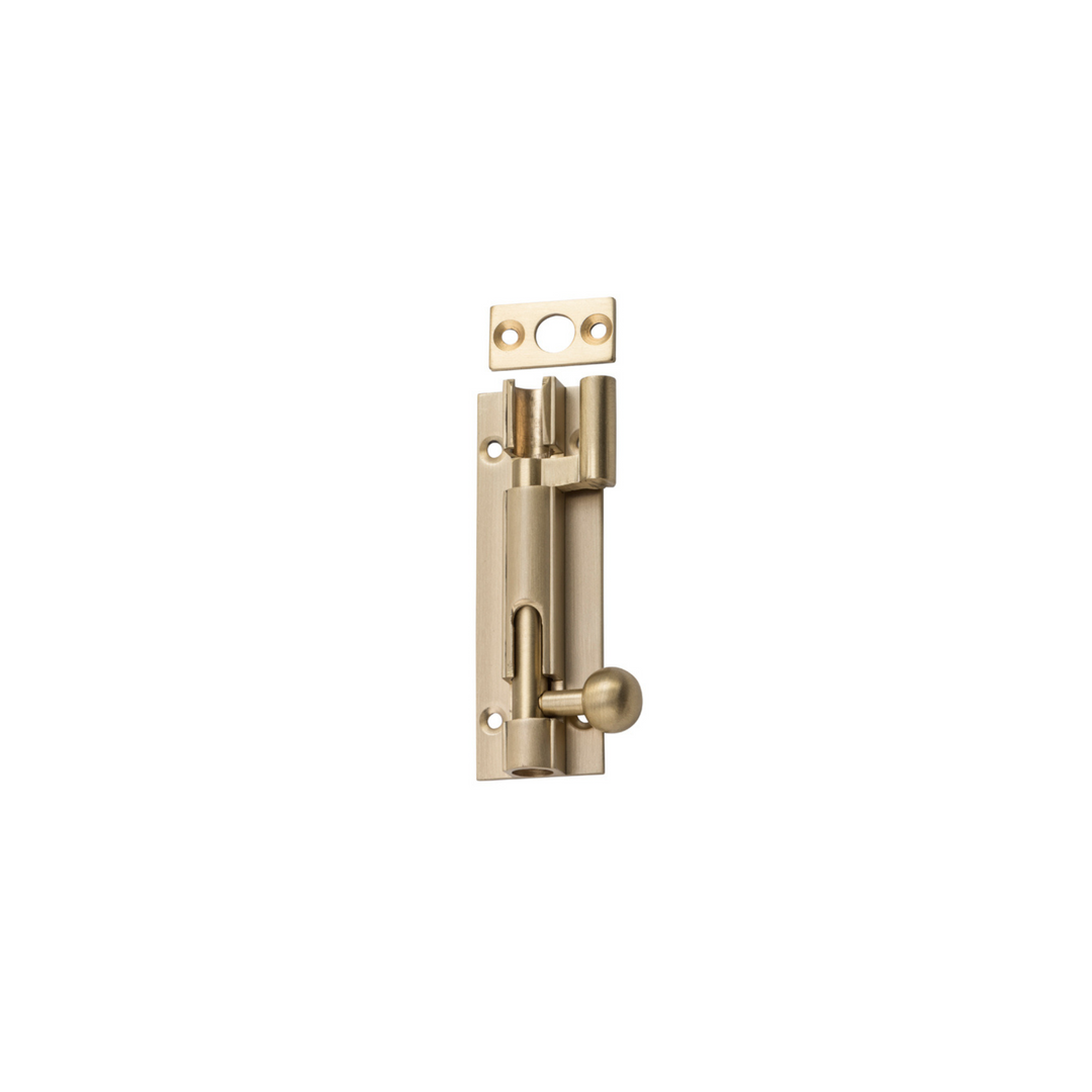 Barrel Bolt - Offset Satin Brass 75mm