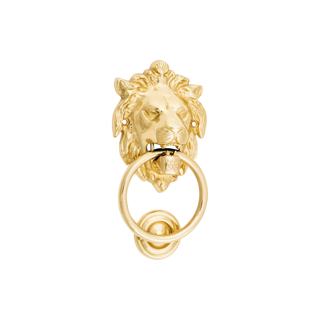 Lion Door Knocker Polished Brass