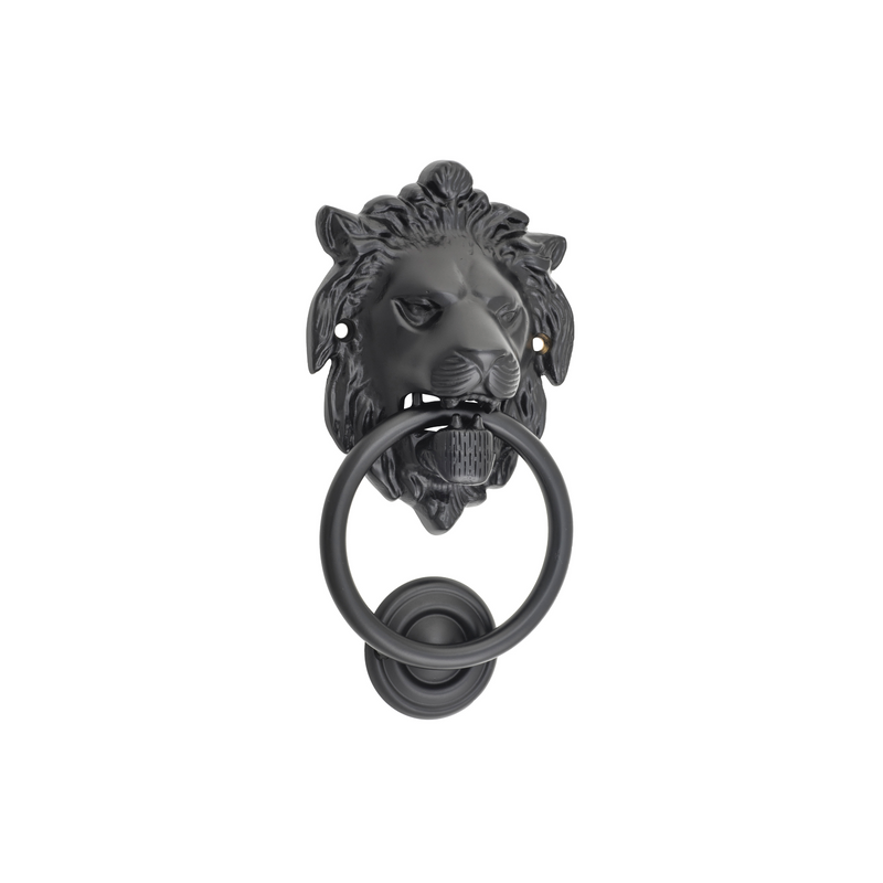 Lion Door Knocker Matt Black