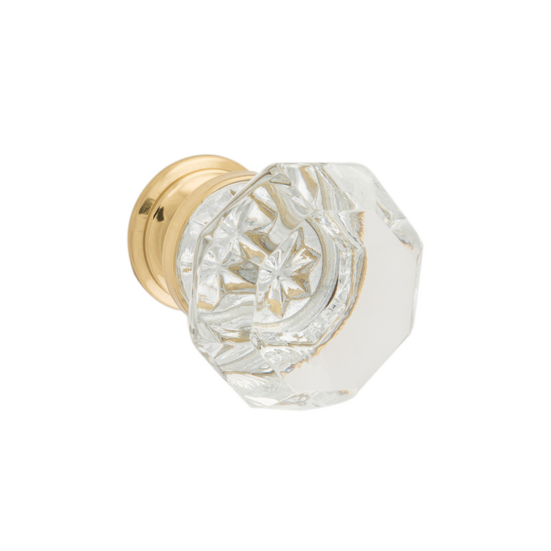 Sophia Glass Cupboard Knob Polished Brass 41mm