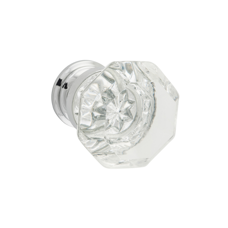 Sophia Glass Cupboard Knob Polished Chrome 41mm