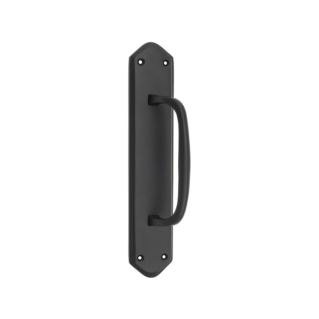 Offset Pull Handle on Backplate Matt Black