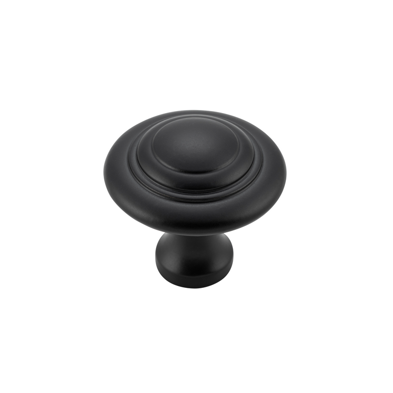 Cupboard Knob Domed Matt Black 38mm