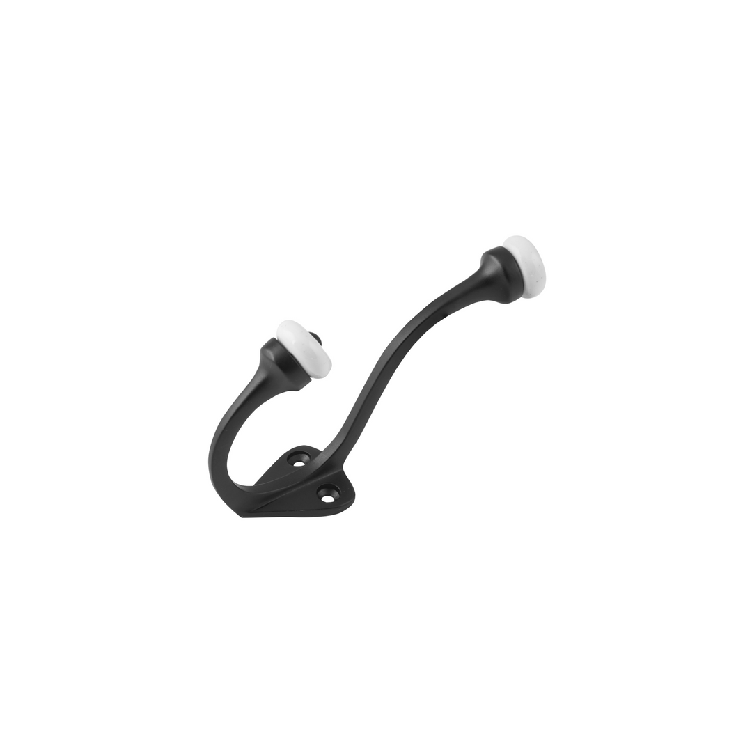 Hat & Coat Hook - Porcelain Tip Matt Black