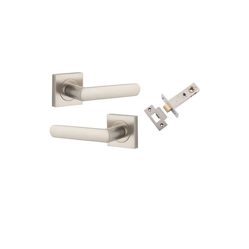 Osaka Lever on Square Rose Satin Nickel Passage Kit