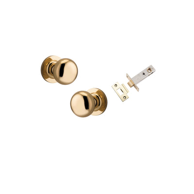 Cambridge Knob on Rose Polished Brass Passage Kit