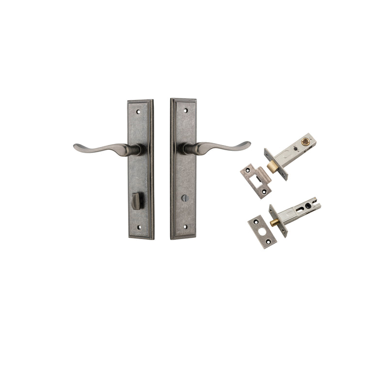 Stirling Lever Stepped Distressed Nickel Privacy Kit