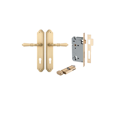 Sarlat Lever Shouldered Brushed Brass Entrance Kit - Key/Thumb Turn