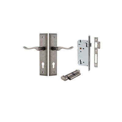 Stirling Lever Stepped Distressed Nickel Entrance Kit - Key/Thumb Turn