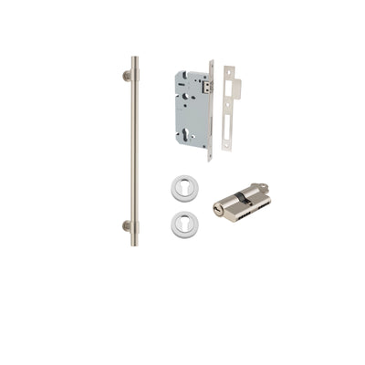 Helsinki Pull Handle Satin Nickel 450mm Entrance Kit - Key/Key