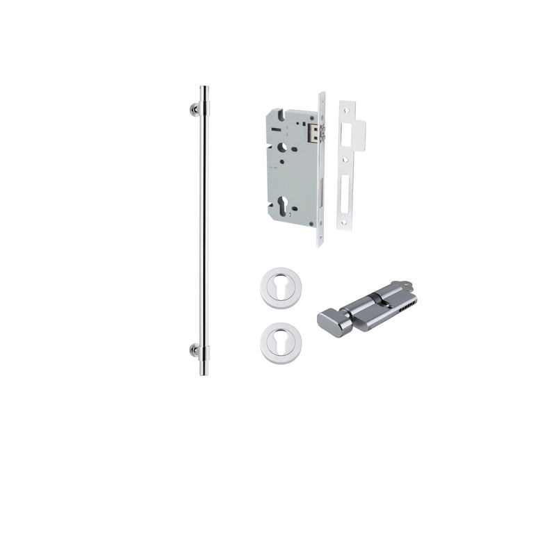 Helsinki Pull Handle Polished Chrome 600mm Entrance Kit - Key/Thumb Turn