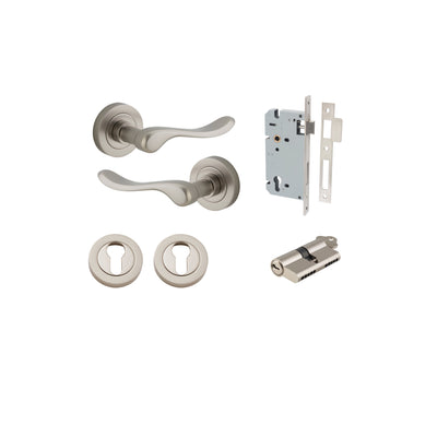 Stirling Lever on Rose Satin Nickel Entrance Kit - Key/Key