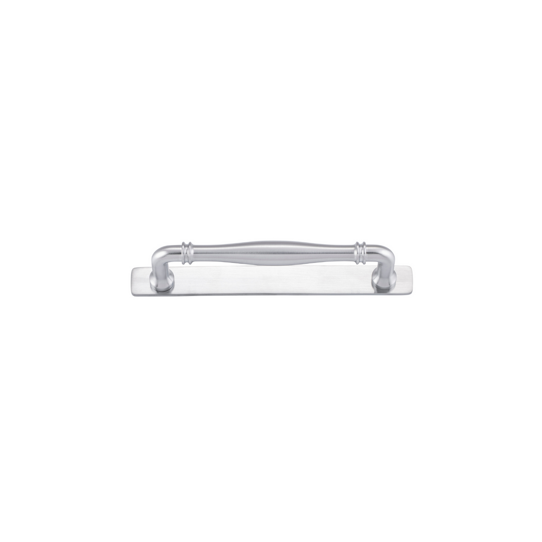 Sarlat Cabinet Pull with Backplate Brushed Chrome CTC 160mm