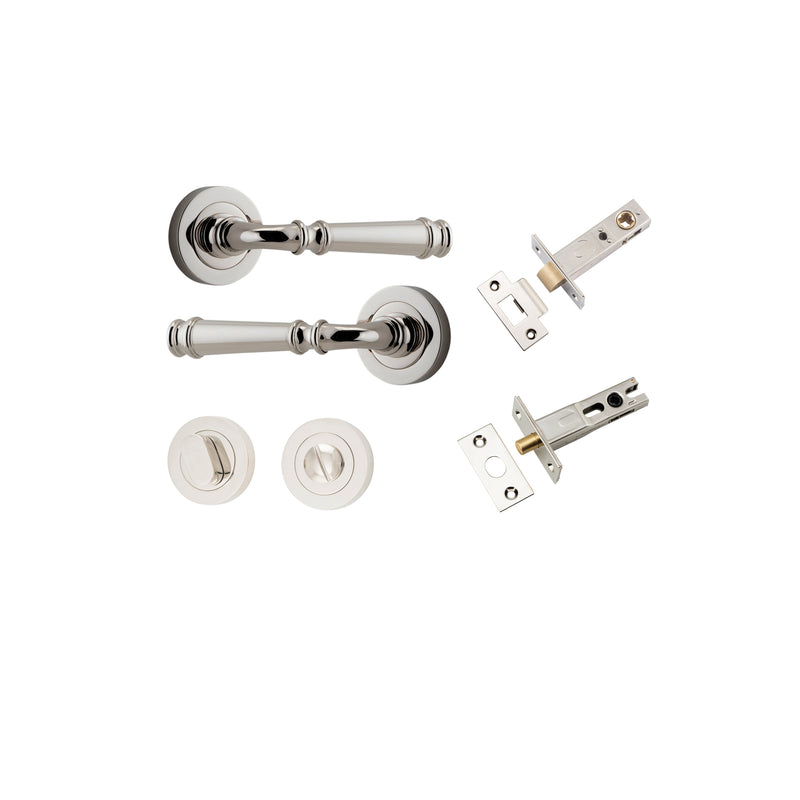 Verona Lever on Rose Polished Nickel Privacy Kit