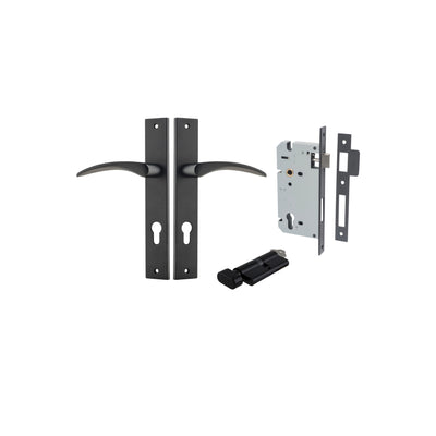 Oxford Lever Rectangular Matt Black Entrance Kit - Key/Thumb Turn