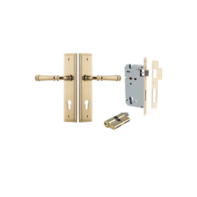 Verona Lever Stepped Polished Brass Entrance Kit - Key/Key