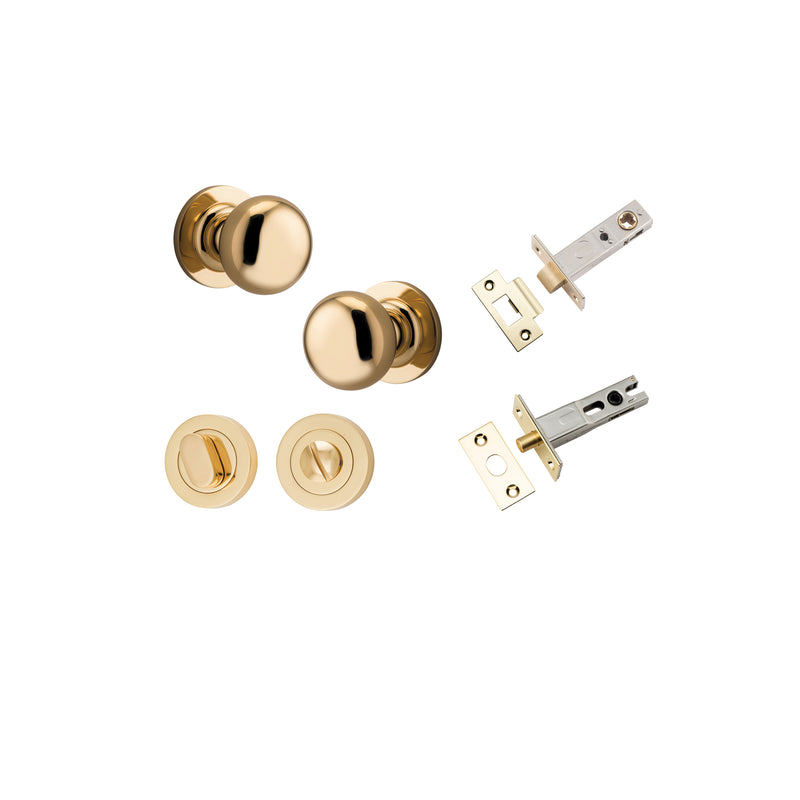 Cambridge Knob on Rose Polished Brass Privacy Kit