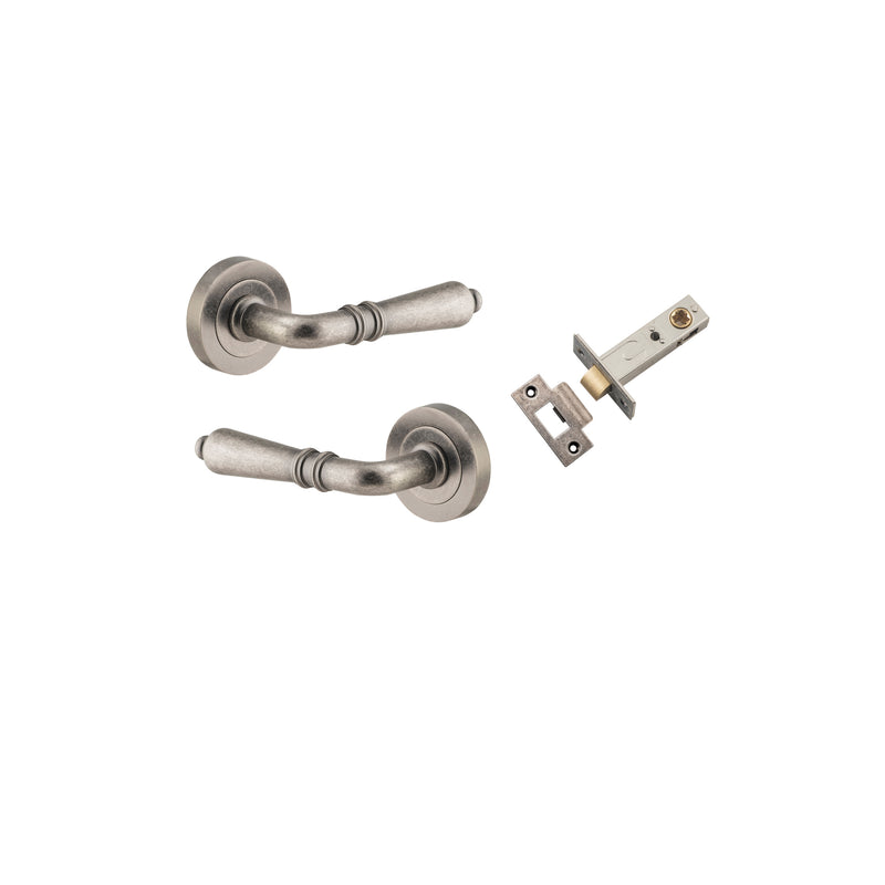 Sarlat Lever on Rose Distressed Nickel Passage Kit