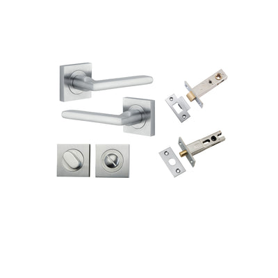 Baltimore Lever on Square Rose Brushed Chrome Privacy Kit