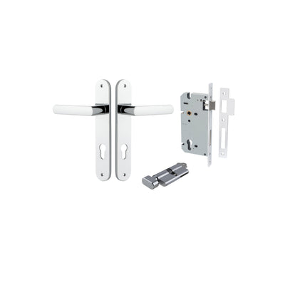 Osaka Lever Oval Polished Chrome Entrance Kit - Key/Thumb Turn