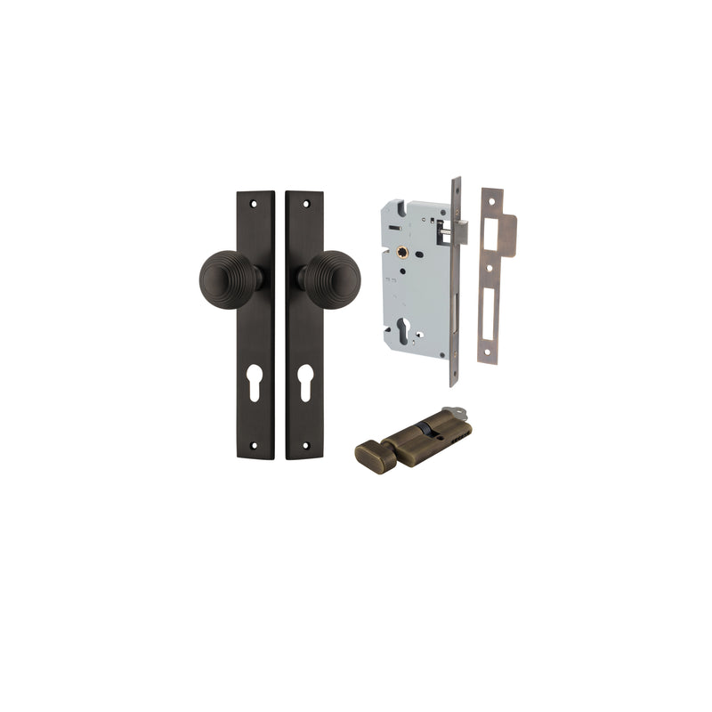 Guildford Knob Rectangular Signature Brass Entrance Kit - Key/Thumb Turn