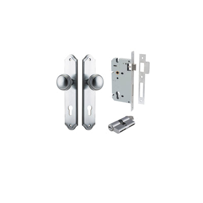 Paddington Knob Shouldered Brushed Chrome Entrance Kit - Key/Key