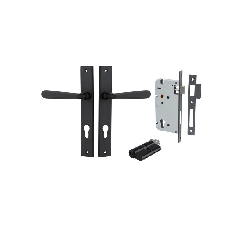 Copenhagen Lever Rectangular Matt Black Entrance Kit - Key/Key