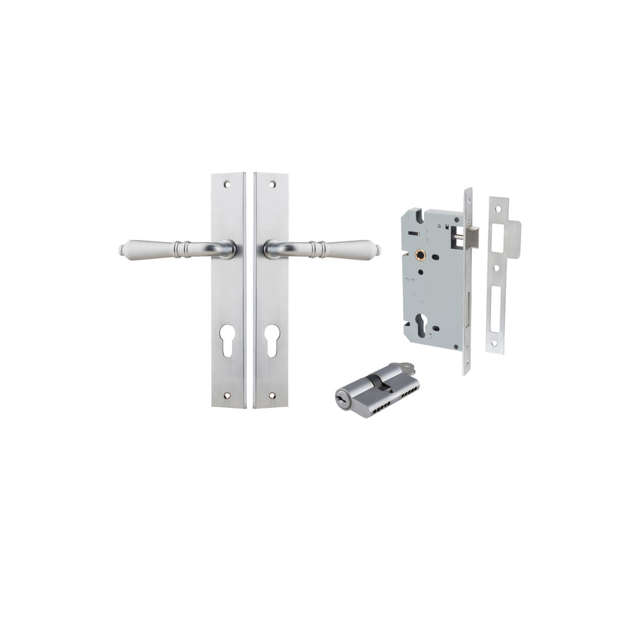 Sarlat Lever Rectangular Brushed Chrome Entrance Kit - Key/Key