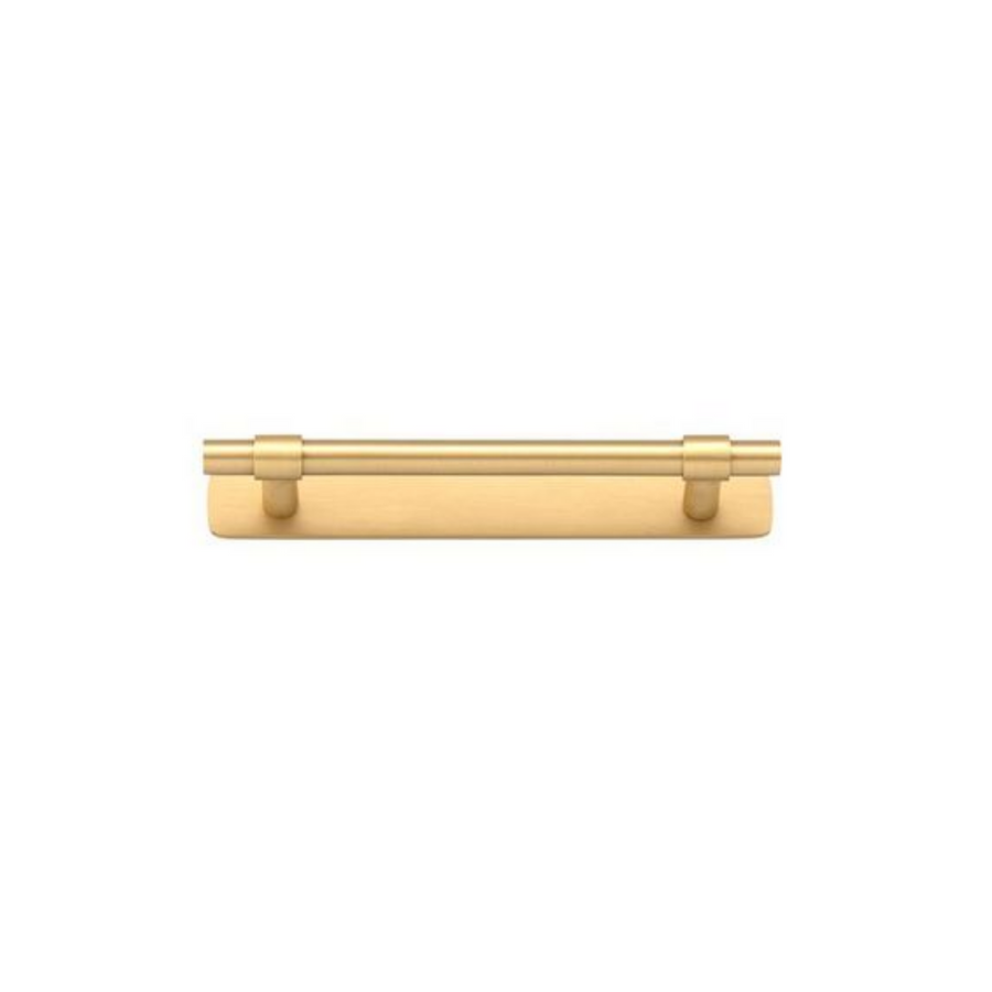 Helsinki Cabinet Pull with Backplate Brushed Brass CTC 128mm