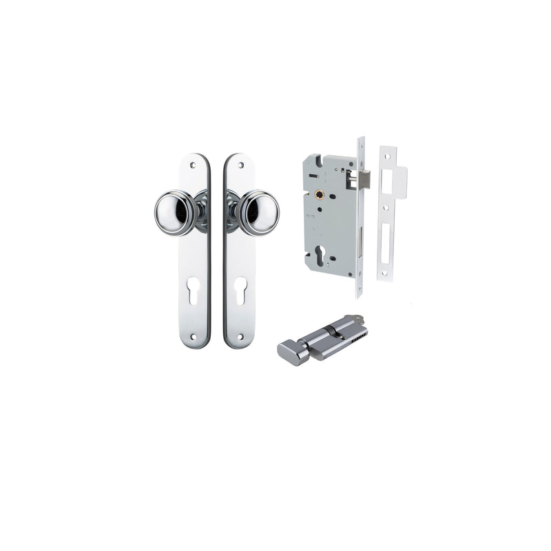 Paddington Knob Oval Polished Chrome Entrance Kit - Key/Thumb Turn