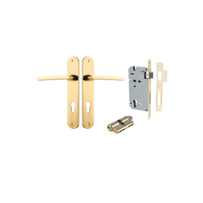 Baltimore Lever Oval Polished Brass Entrance Kit - Key/Key