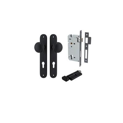 Paddington Knob Oval Matt Black Entrance Kit - Key/Thumb Turn