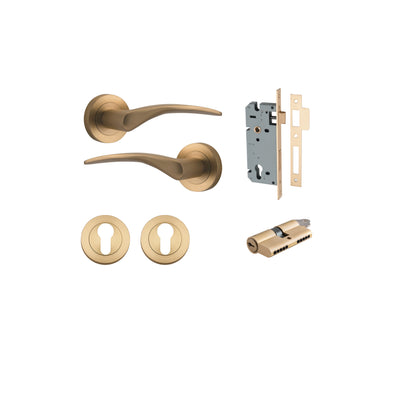 Oxford Lever on Rose Brushed Brass Entrance Kit - Key/Key