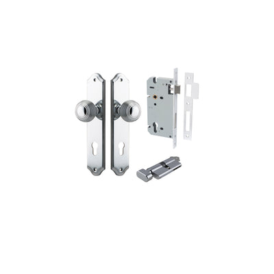 Guildford Knob Shouldered Polished Chrome Entrance Kit - Key/Thumb Turn