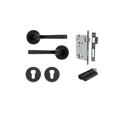 Annecy Lever on Rose Matt Black Entrance Kit - Key/Key