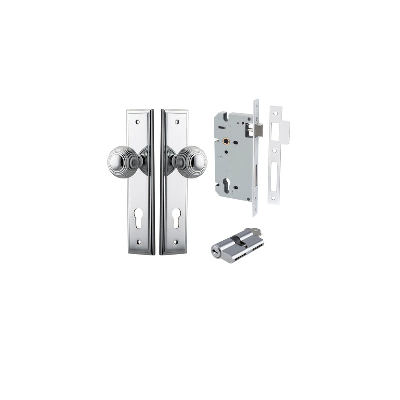 Guildford Knob Stepped Polished Chrome Entrance Kit - Key/Key