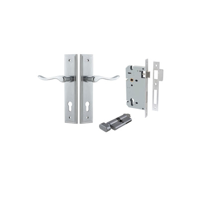 Stirling Lever Stepped Brushed Chrome Entrance Kit - Key/Thumb Turn