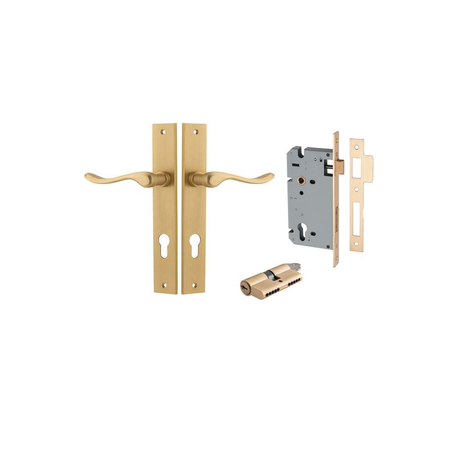 Stirling Lever Rectangular Brushed Brass Entrance Kit - Key/Key