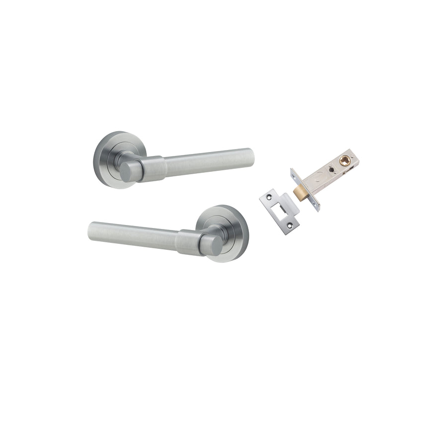 Helsinki Lever on Rose Brushed Chrome Passage Kit