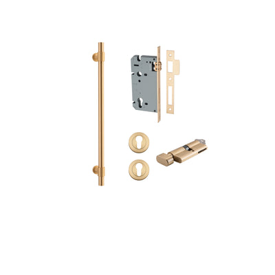 Helsinki Pull Handle Brushed Brass 450mm Entrance Kit - Key/Thumb Turn