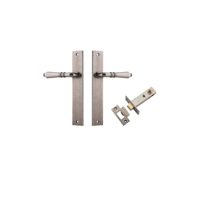 Sarlat Lever Rectangular Distressed Nickel Passage Kit