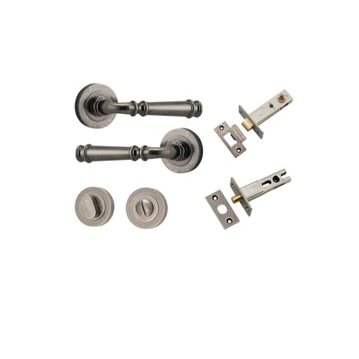 Verona Lever on Rose Distressed Nickel Privacy Kit