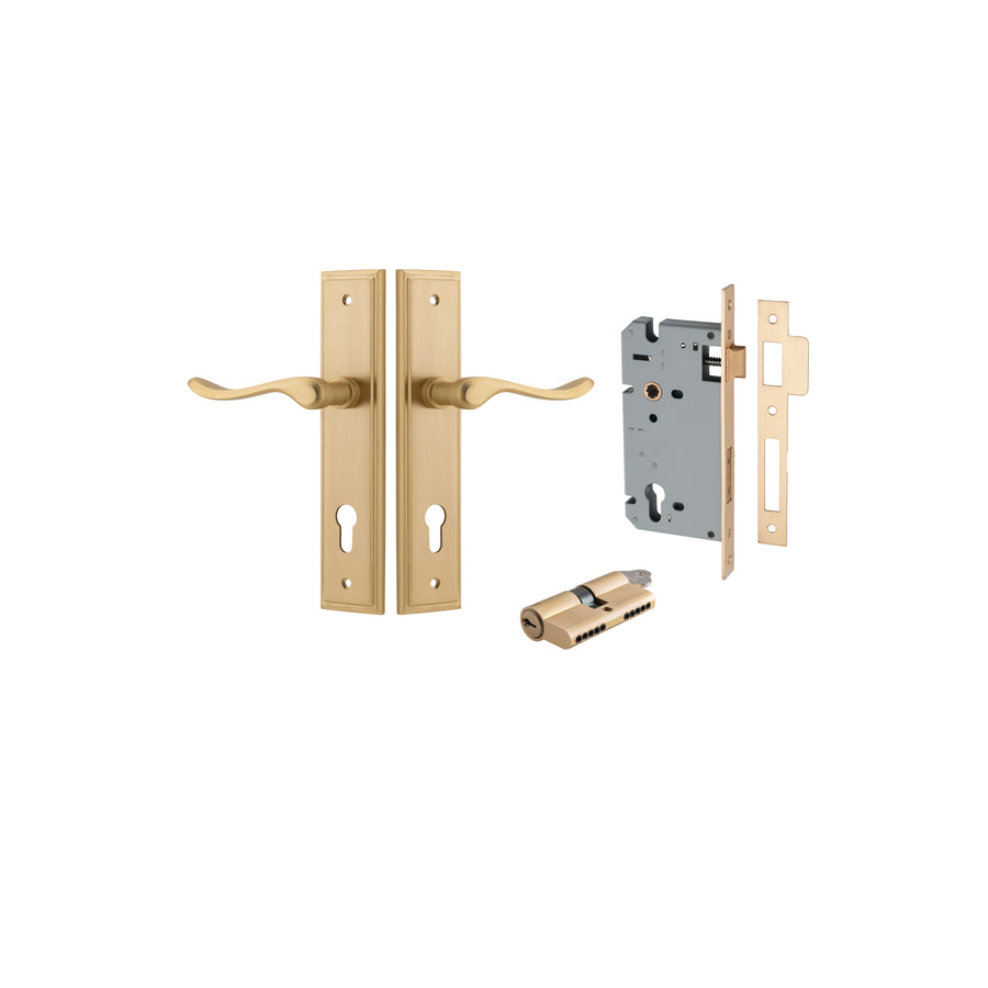 Stirling Lever Stepped Brushed Brass Entrance Kit - Key/Key