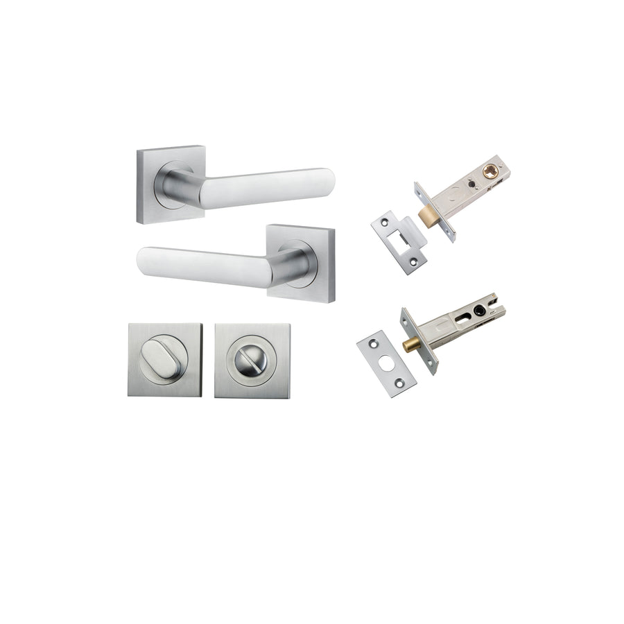 Osaka Lever on Square Rose Brushed Chrome Privacy Kit