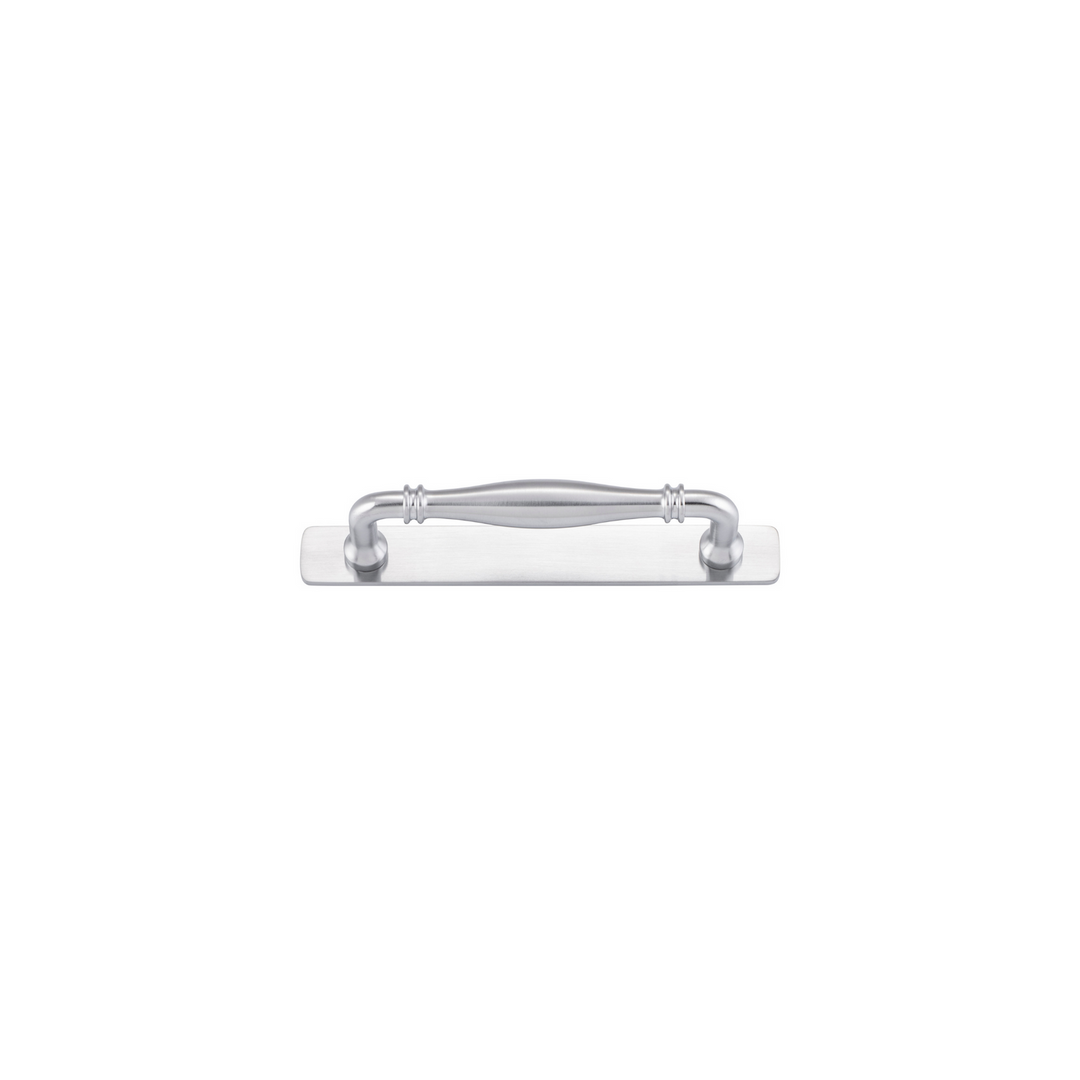 Sarlat Cabinet Pull with Backplate Brushed Chrome CTC 128mm