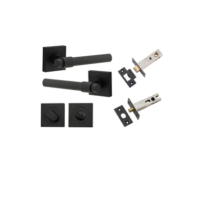 Helsinki Lever on Square Rose Matt Black Privacy Kit