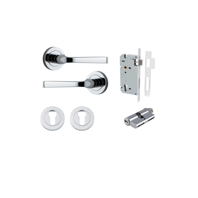 Annecy Lever on Rose Polished Chrome Entrance Kit - Key/Key